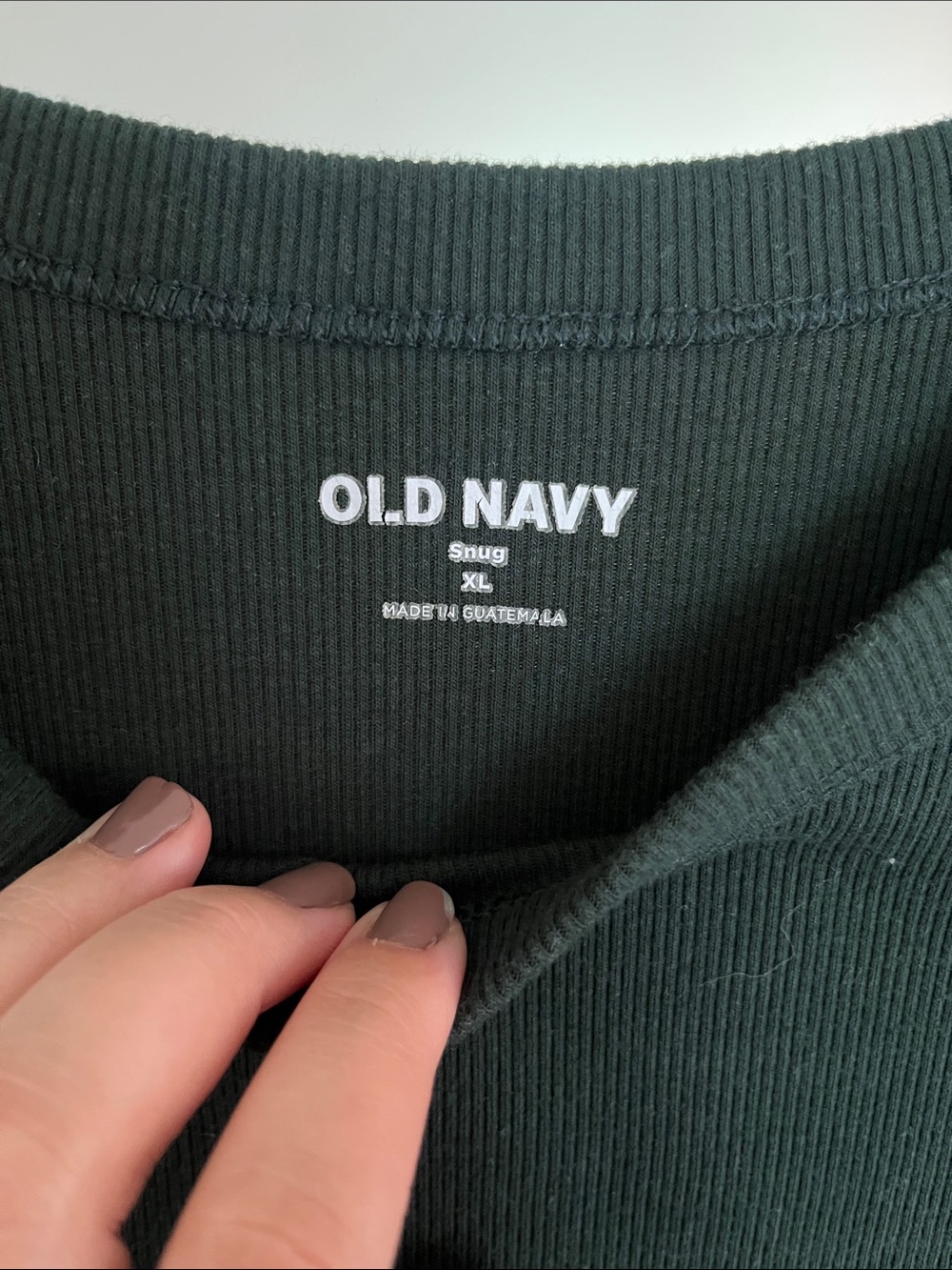 Old Navy Dark Forest Green Ribbed Short Sleeve Tee - Picture 2 of 2